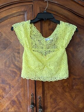 Intimately FreePeople Neon Yellow Lace Bralette Crop Top size Small